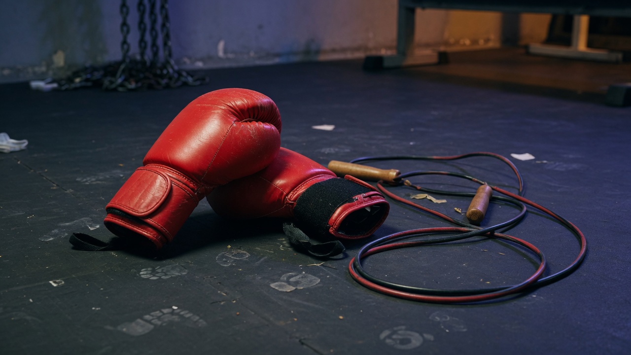 Boxing gloves in a gym