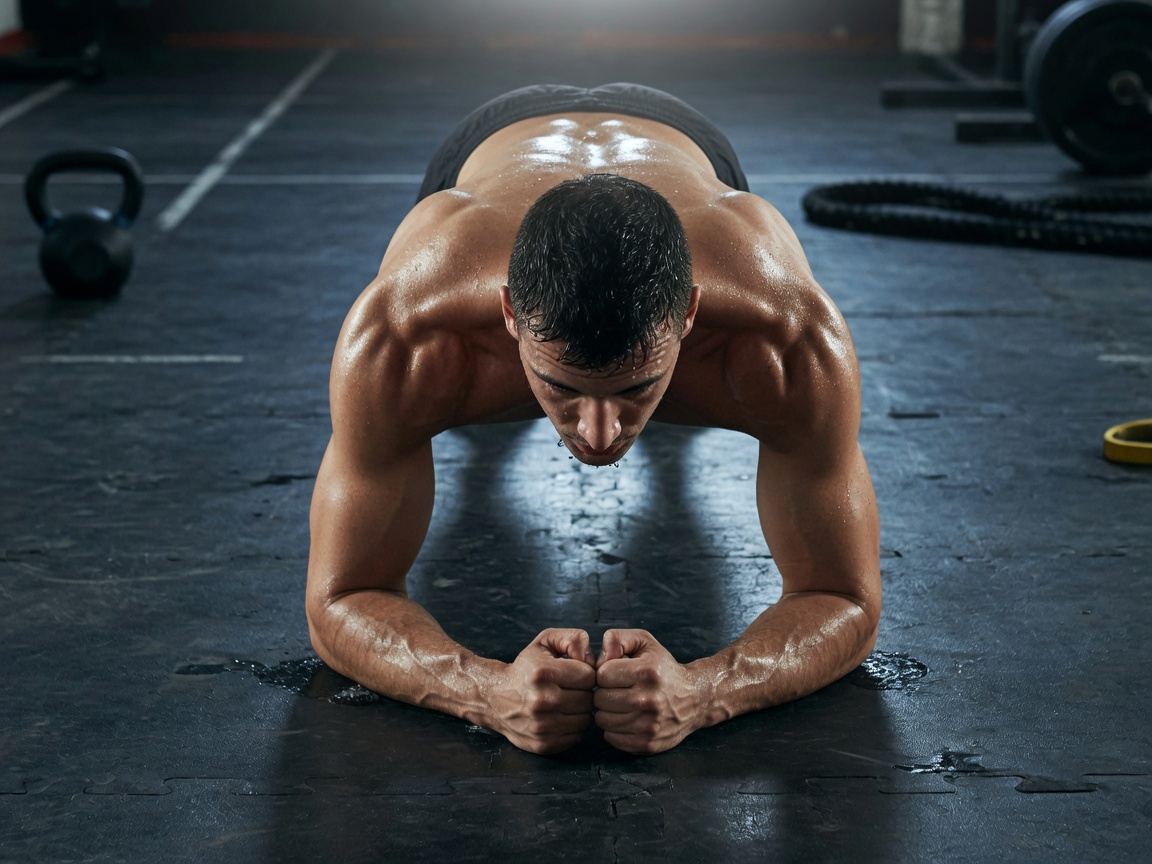 Athlete holding a plank