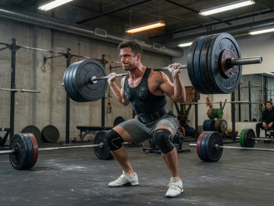 Athlete performing a barbell squat